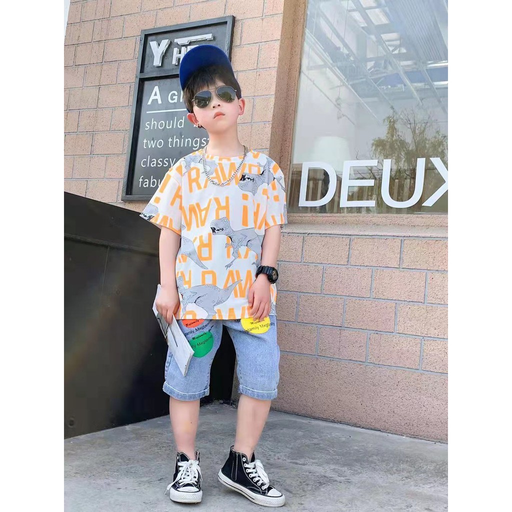 Kaos T-shirt  Anak Laki Laki Lengan Pendek Yang Keren dan Bernapas Style Casual import 1-4 tahun-3