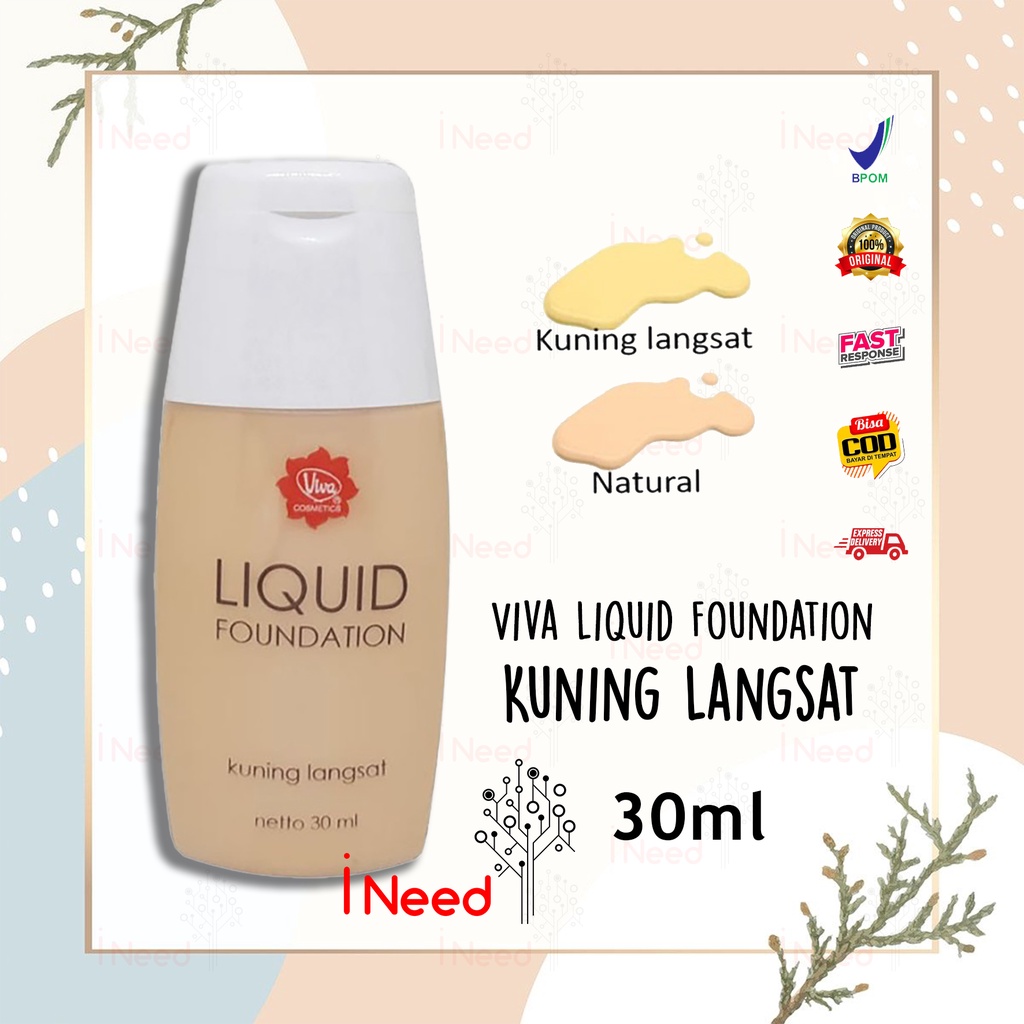 (INEED) (kuning langsat) BPOM VIVA Liquid Foundation Kuning Lansat 30ml