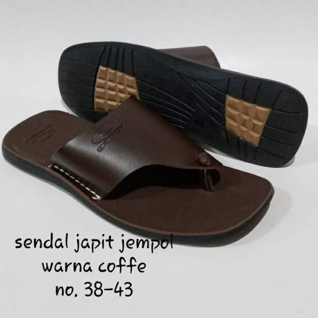 Sendal pria asli kulit model jepit jempol