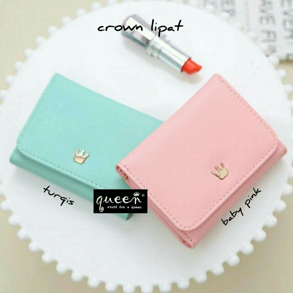 Promo Dompet Wanita Dompet Lipat Kotak Crown Mahkota Embos Lucu Elegan Bahan PU Leather Taiga Ukuran 10x10 20x20 20x15 Warna Hitam Coklat Pink Tosca Viral Murah meriah