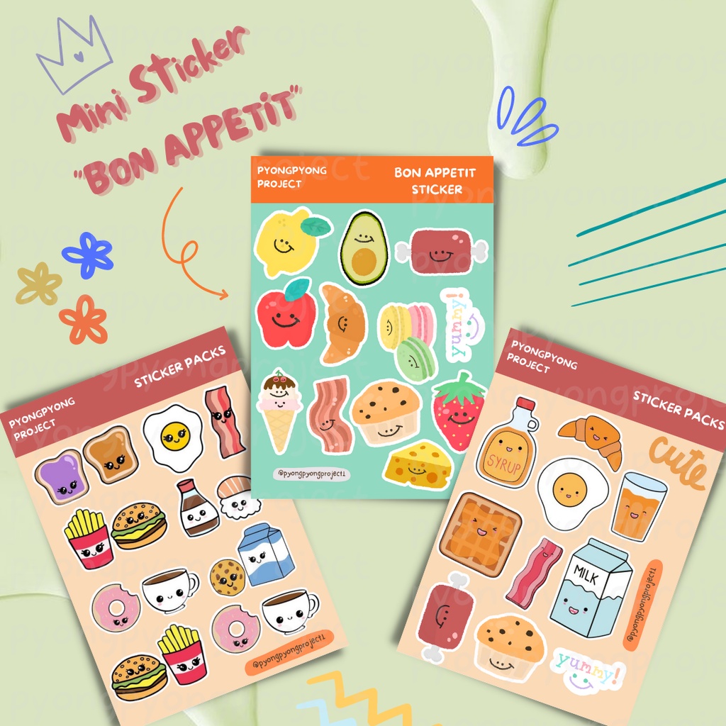 

Sticker Sheet Bon Appetit Diary Planer Journal Decoration Scrapbook by Pyongpyong Project