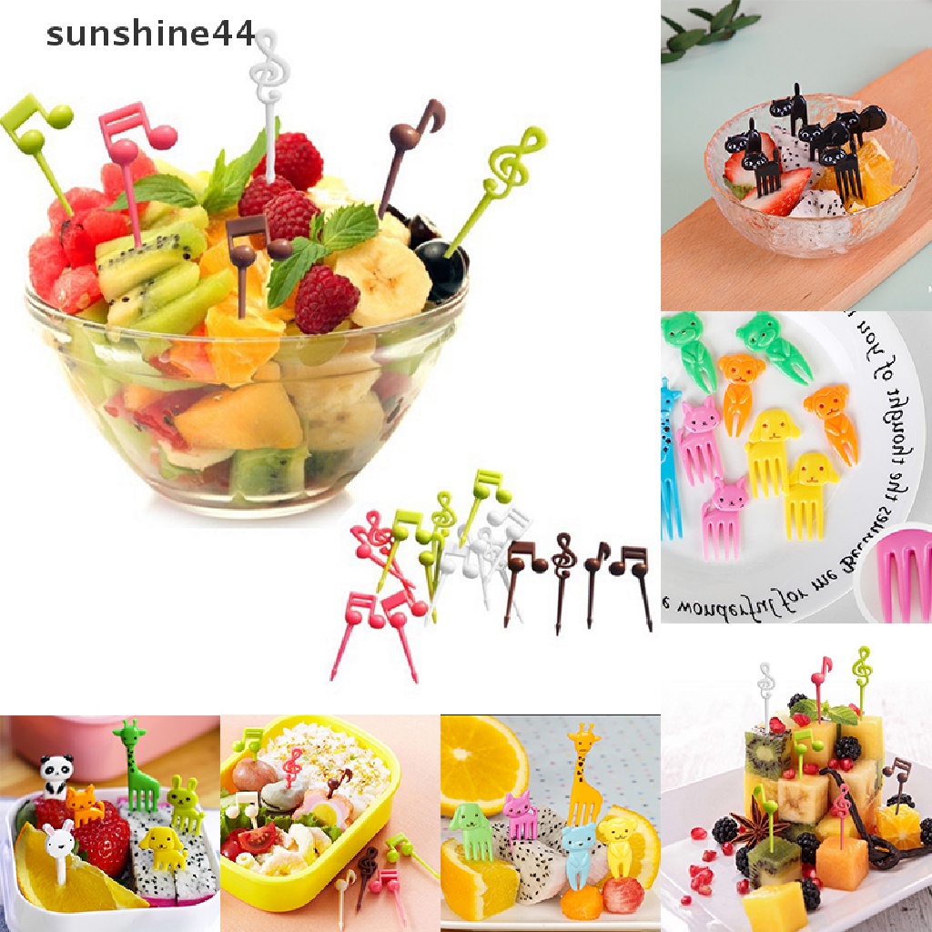 Sunshine 1 Set Garpu Buah / Snack Mini Bentuk Kartun Hewan Untuk Anak