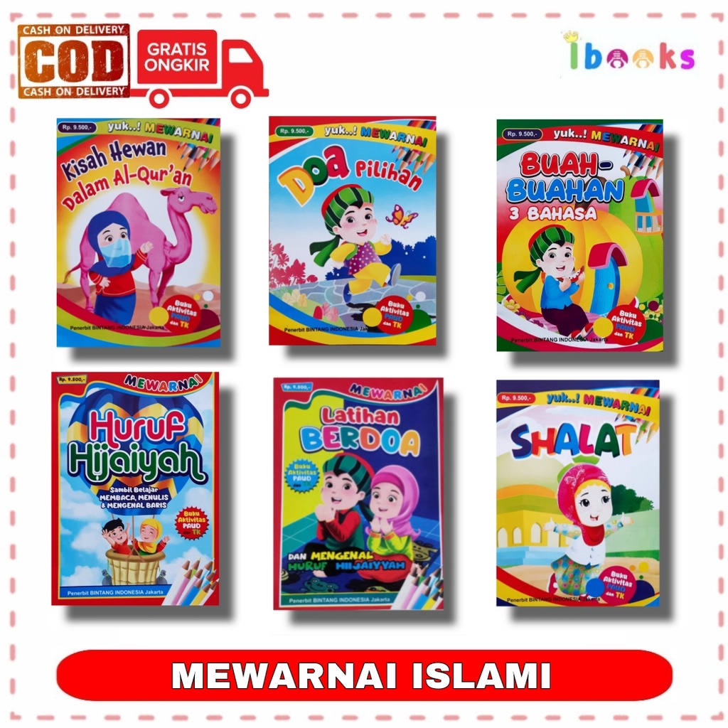 Buku Mewarnai Anak TK SD PAUD Tema Islami Mainan Edukasi Balita Mewarnai Sambil Belajar Murah
