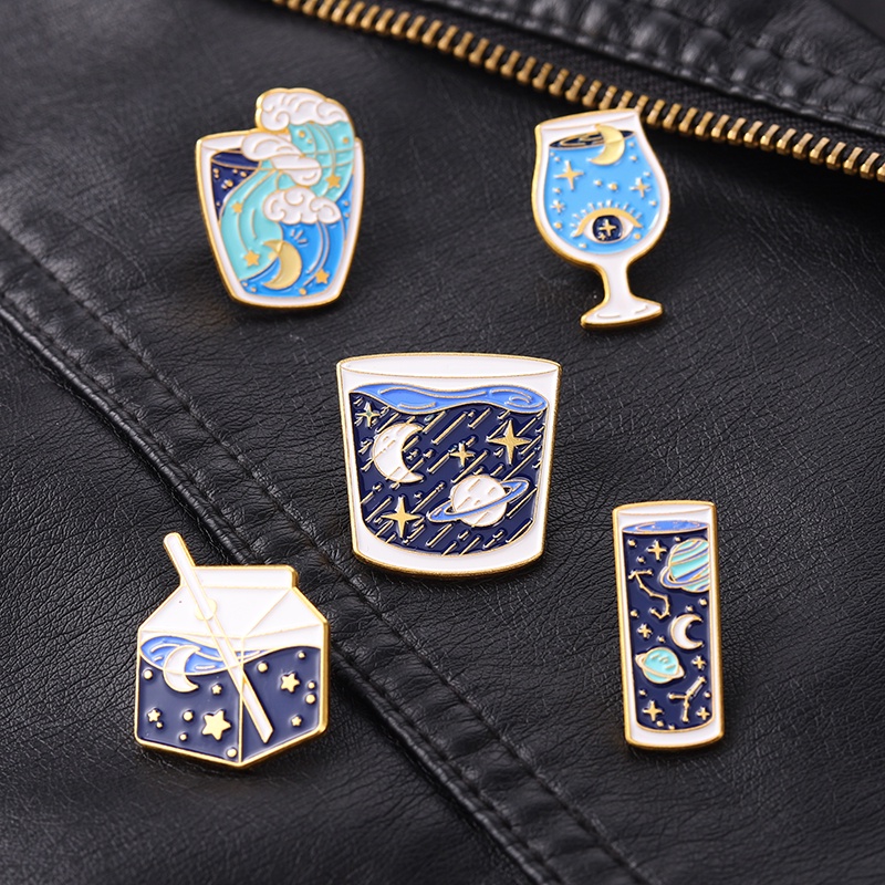 Bros Pin Enamel Desain Planet Luar Angkasa Astronot Galaksi Bintang Untuk Anak