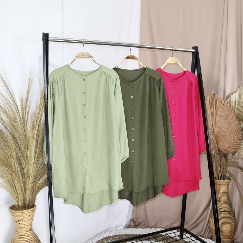 KARA.ID AMANDA Blouse Oversize - Blouse Kemeja Wanita - Atasan Wanita Rayon Twill Premium