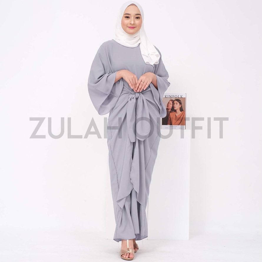 Kaftan Soleda Polos Pesta Ikat Tali Depan Serut Tengah Pinggang / Gamis Utari Elegan Mewah Wanita Ka
