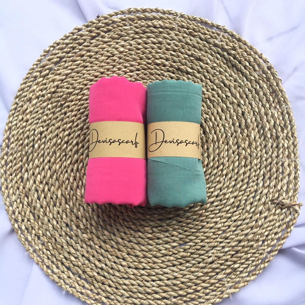 Daily Hijab - Kerudung Segiempat - Hijab Paris Basic Premium by Devisascarf - warna pink muda, hijau