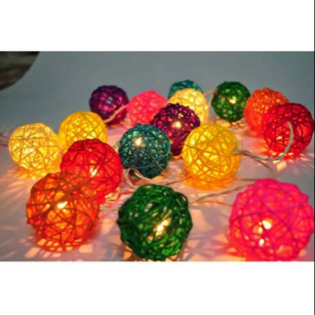 Hiasan lampu dekorasi bulat rotan led bentuk rotan lampu tumblr led rotan ball light led