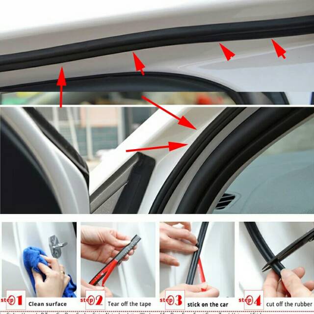 Panjang 5 Meter Karet B Double D Peredam Suara Pintu Mobil Door Guard Kap Bagasi Doubletape Murah