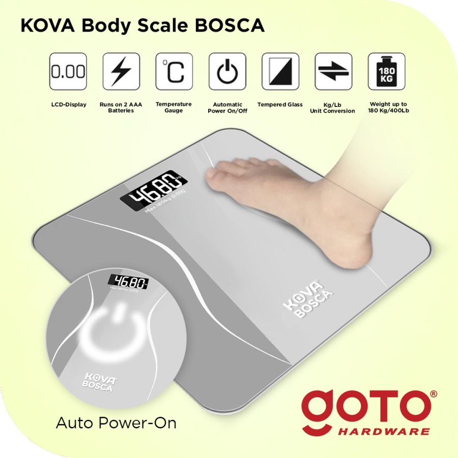 Timbangan Badan Digital GoTo Kova Bosca Body Scale Temperature 180 KG