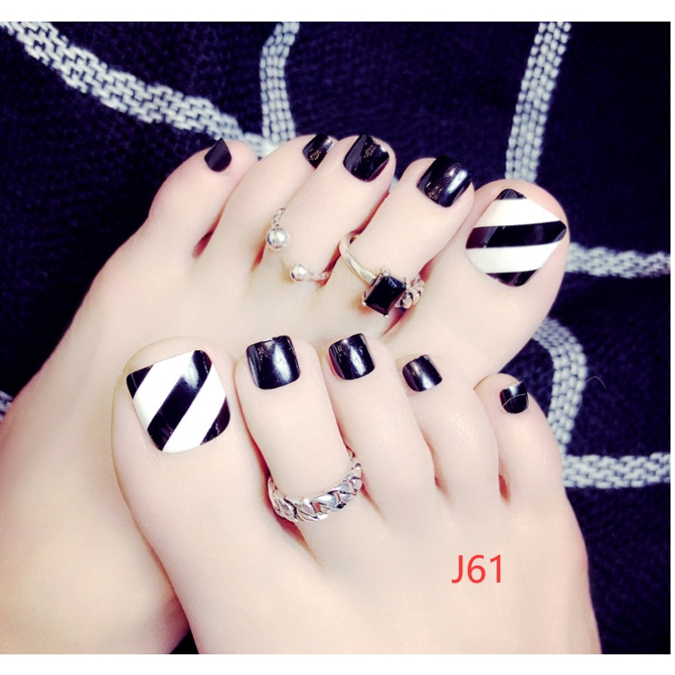 Divine Kuku Palsu 24pcs/Set Toes Fake Nails Rhinestone Red kuku palsu untuk kaki J51