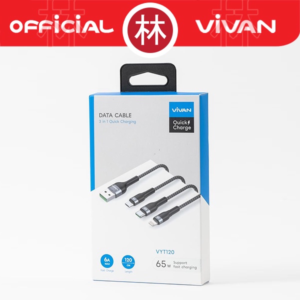 Vivan VYT120 3in1 Fast Charging Kabel Cable Micro USB-C Lightning