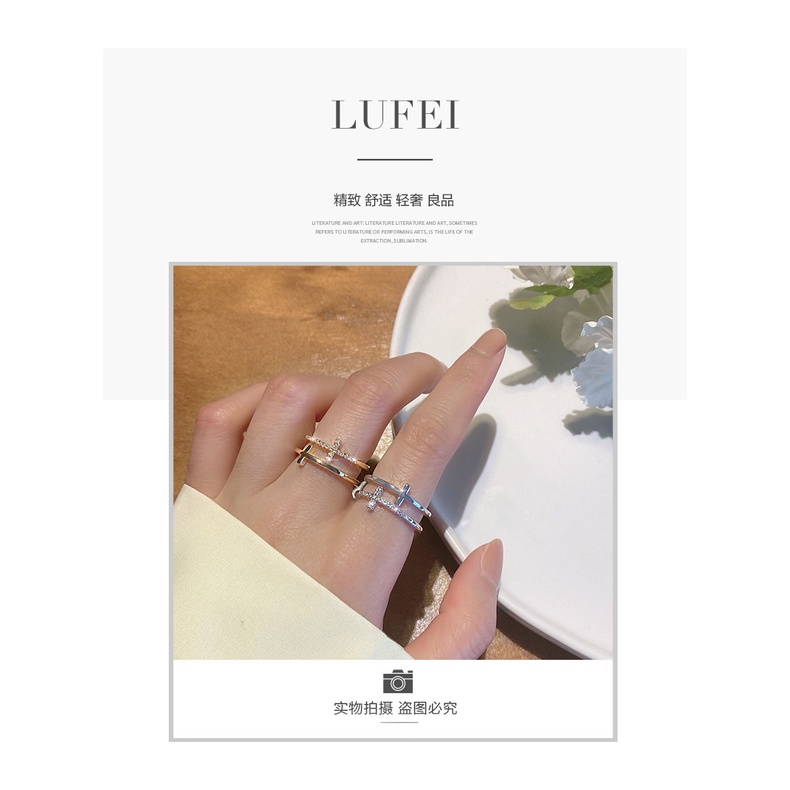 Cincin Wanita niche desain gaya dingin in tide indeks cincin Jepang masuk Lux terbuka dekoratif cinc