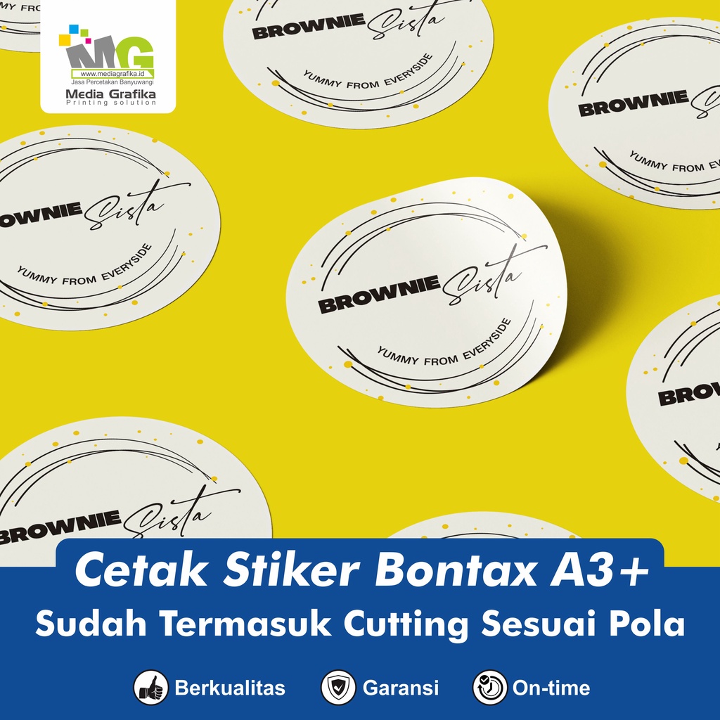 

CETAK STIKER LABEL BONTAC / Crhomo / STIKER LOGO / STIKER MINUMAN / STIKER KEMASAN Uk.A3+ Kiss Cut
