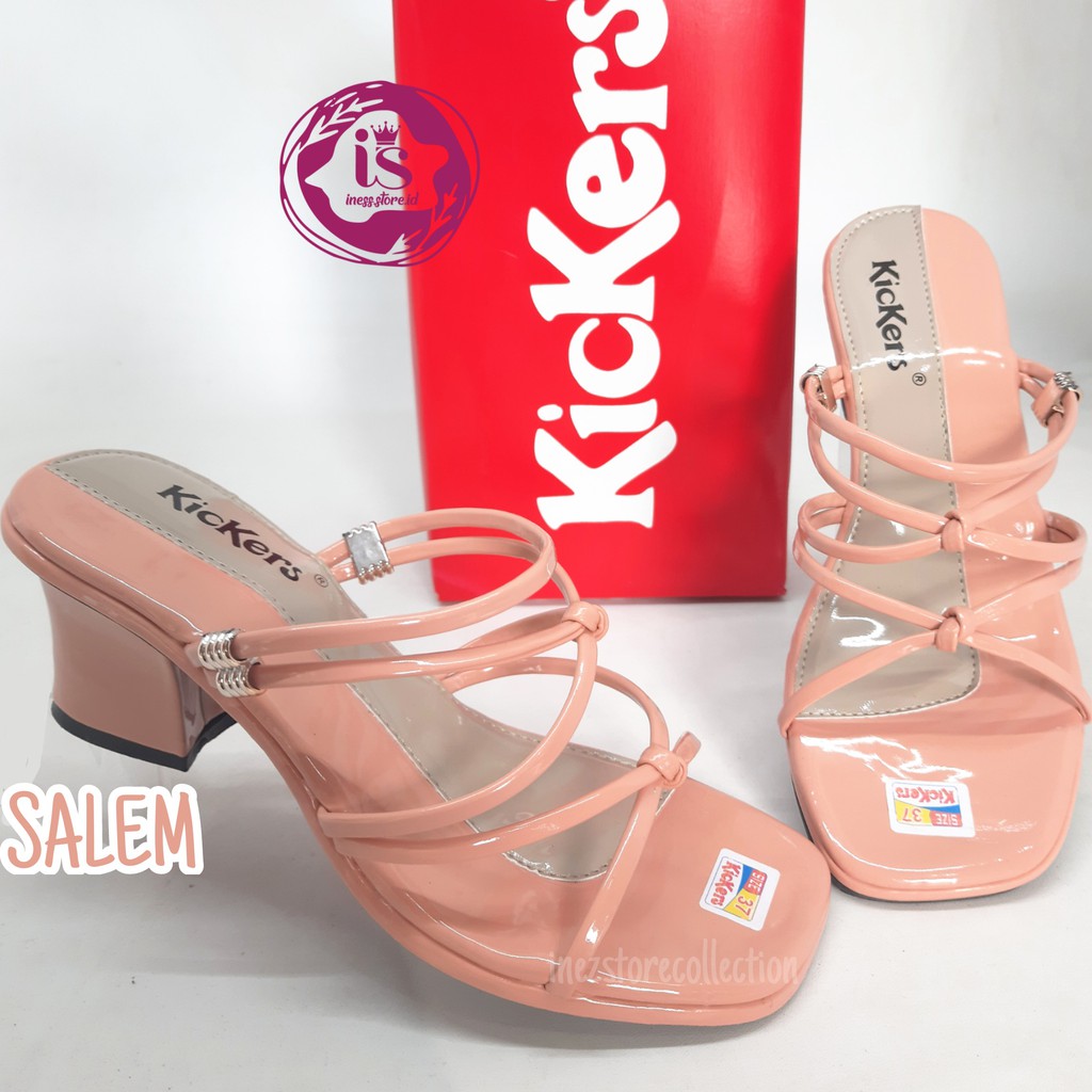 SANDAL HEELS WANITA KICKERS TALI SILANG TERBARU R02 MURAH GROSIR