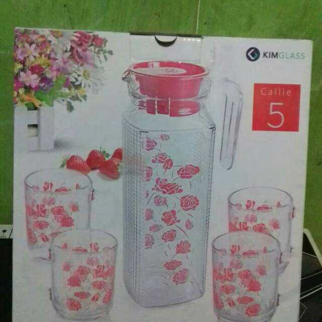 Teko +cangkir set.kim glass