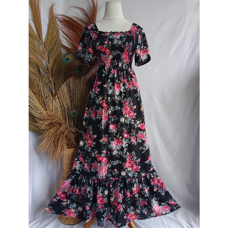 VANESSA REMPEL/ DASTER KERUT DADA REMPEL / DASTER SMOK-TWIG ROSE HITAM