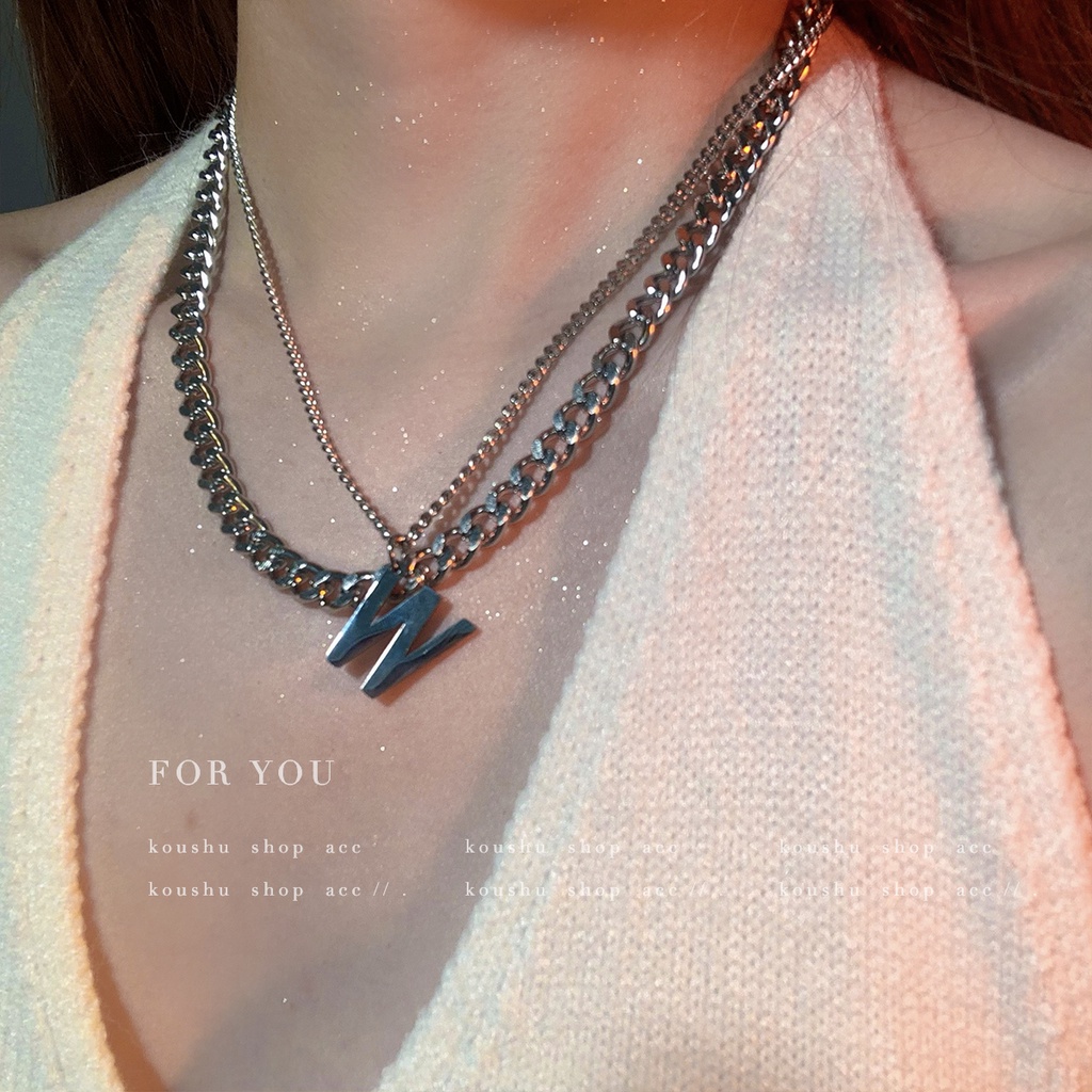 Kalung Model Double Huruf W Untuk Aksesoris