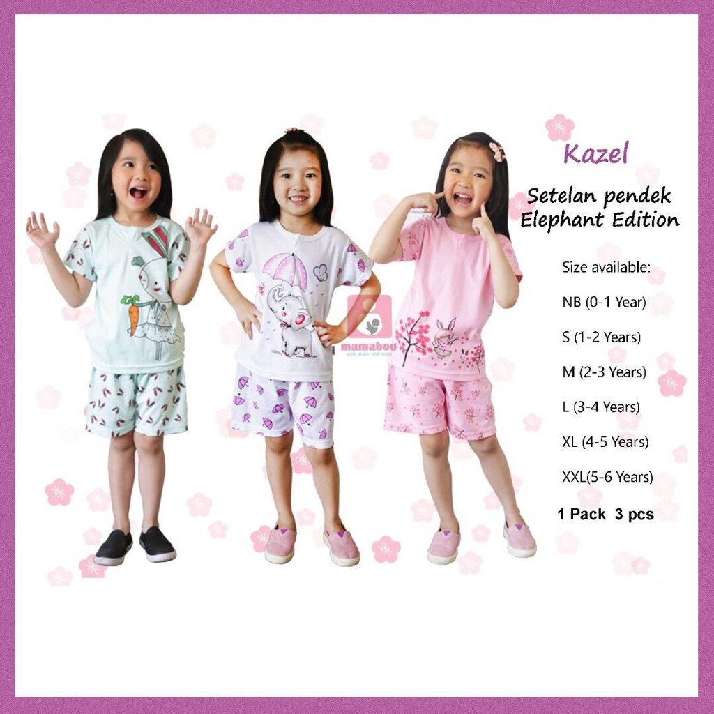 Kazel - Setelan Pendek Elephant 3 in 1