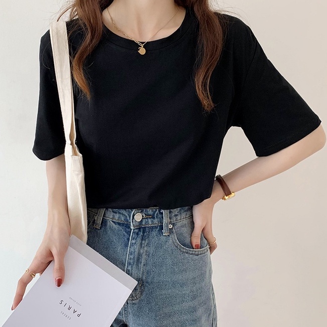 [chaoo.id] korean style atasan wanita/atasan warna putih/baju atasan Loose wanita /atasan kaos atasan wanita/Printed T-shirt/ kaos atasan baggy wanita