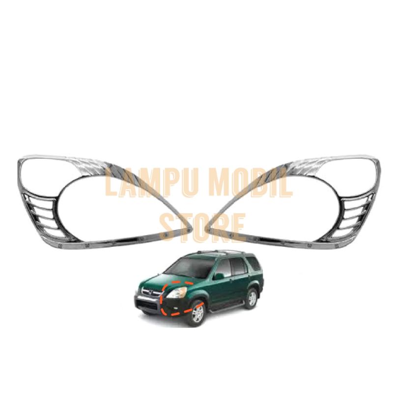 Cover Headlamp Garnish Lampu Depan Chrome Honda New CRV RD5 2002-2004