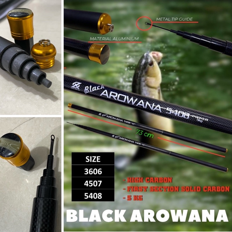 Joran Tegek 540cm Ringan Kaku AXZ Black Arowana Power 5 kg