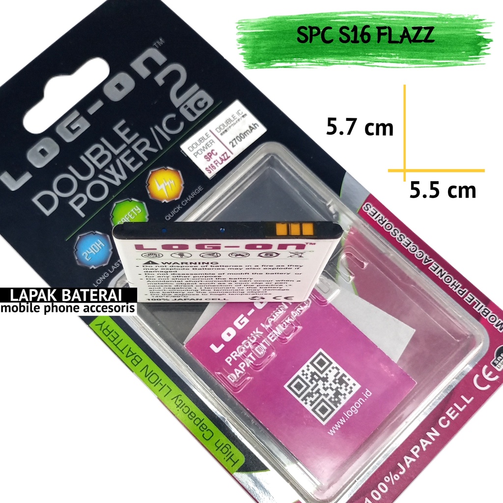 LOG  - ON Baterai Spc S16 Flazz Double IC Protection Battery Batre