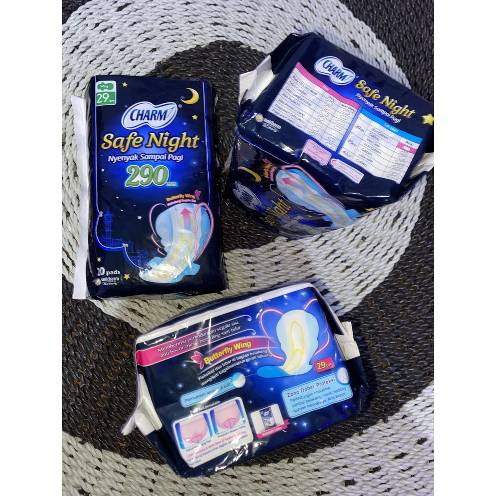 Charm Pembalut Safe Night 29Cm Wing Isi 20 Pads Softex Charm Wanita Butterfly Softek Unicharm Original Ekonomis Nyenyak Sampai Pagi