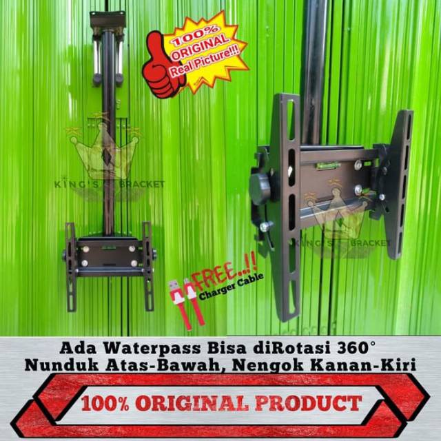 Bracket tv LED LCD ceilling/gantung plafon 14&quot;-43&quot; universal bisa semua merk TV waterpass