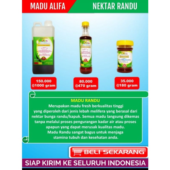 

Madu Murni Mentah Raw Honey Randu Alifa