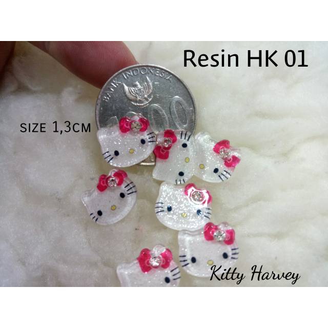Resin Kepala Hello Kitty Glittery 01  | Hiasan tasbih digital