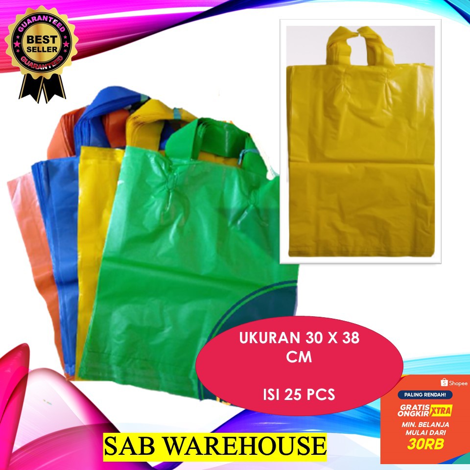 

Plastik Shopping Bag / Plastik Soft Handle / Plastik souvenir polos uk. 30x38 cm ( isi 25 pcs )