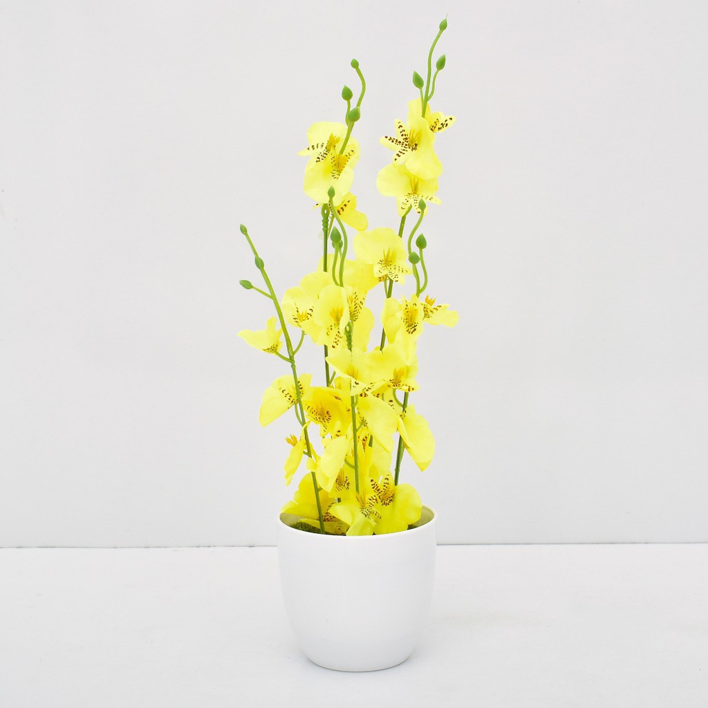 COD BUNGA PLASTIK BUNGA PAJANGAN IMITASI BUNGA ARTIFISIAL BUNGA ANGGREK TANAMAN HIAS PLASTIK BP8833-KUNING