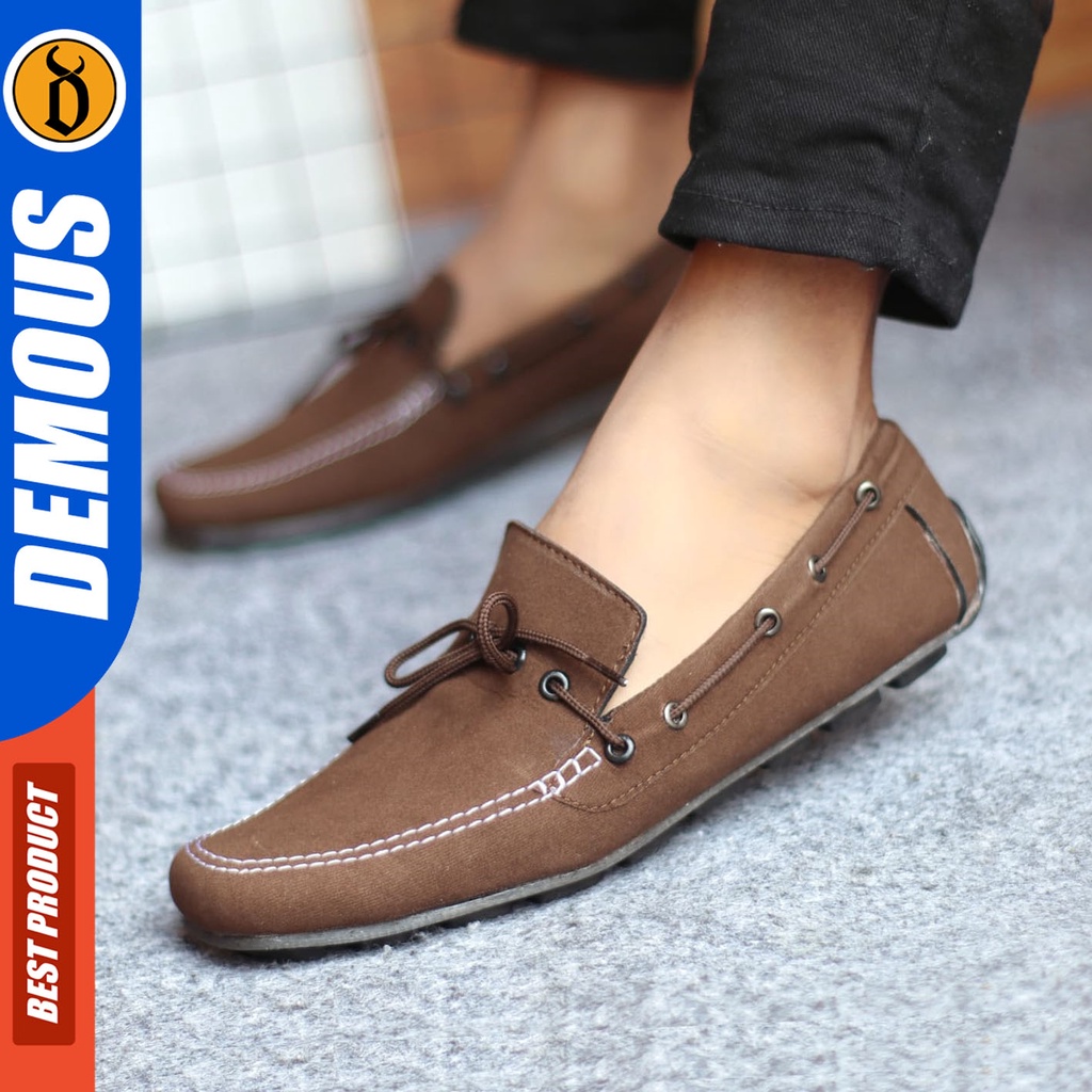 Sepatu Slip On Pria Sepatu Casual Pria Kulit Suede Kerja Kantor Kuliah Kondangan Sepatu Slop Pria Sepatu Hitam Pria DEMOUS SEBIT