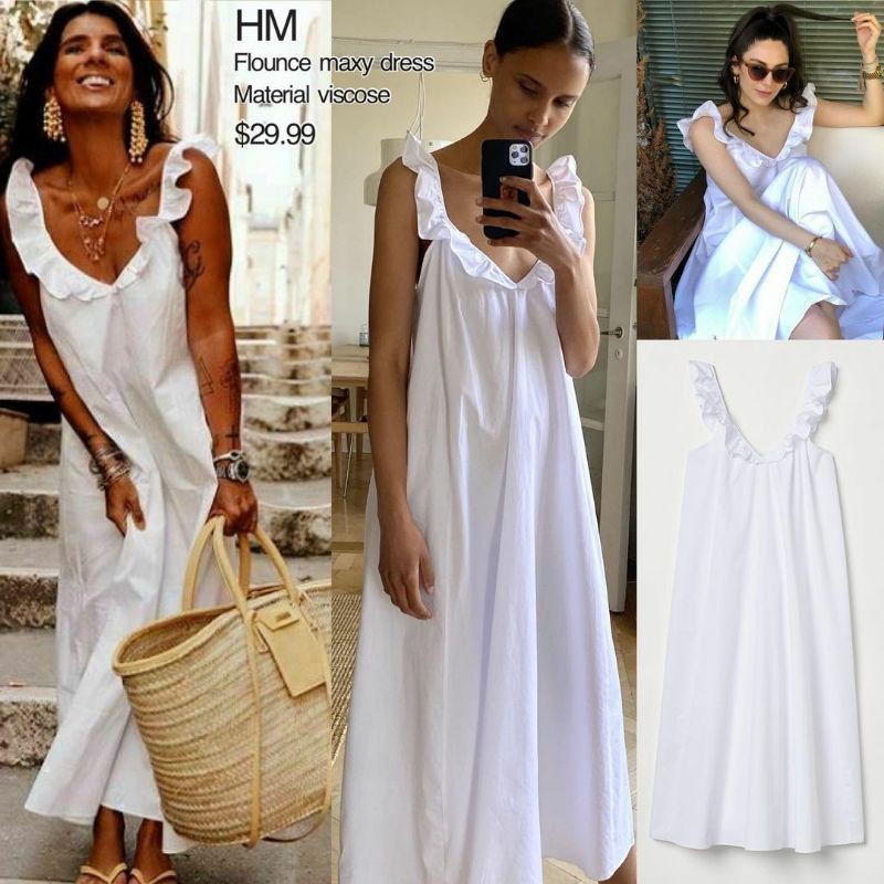 Hm flounce maxy dress (Hm ruffle timmed dress)
