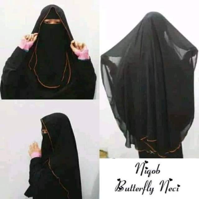 Niqab anak butterfly/niqab butterfly layer panjang list neci dewasa bnyak warna