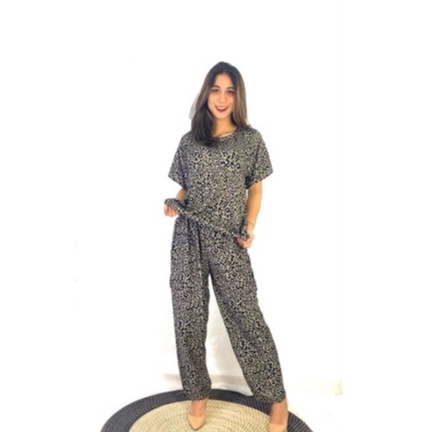 Daster Babydoll Panjang Bali-BD - CHEETAH GREY