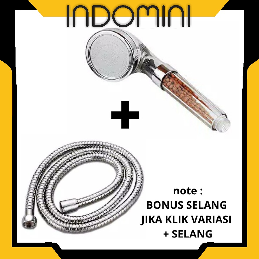 INDOMINI Shower Kepala Mandi Paket 300 Lubang Tekanan Tinggi Pancuran Aerator Head Filter Selang Rumah Salon R661