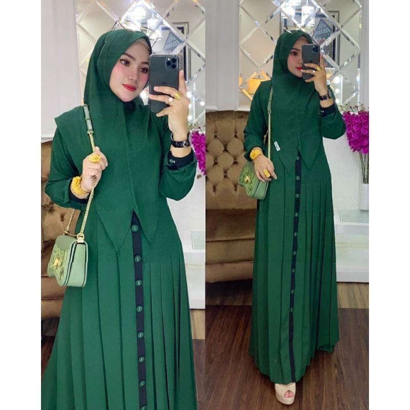 [Fashion Muslim] Gamis ELIZA dress lemonskin variasi kancing