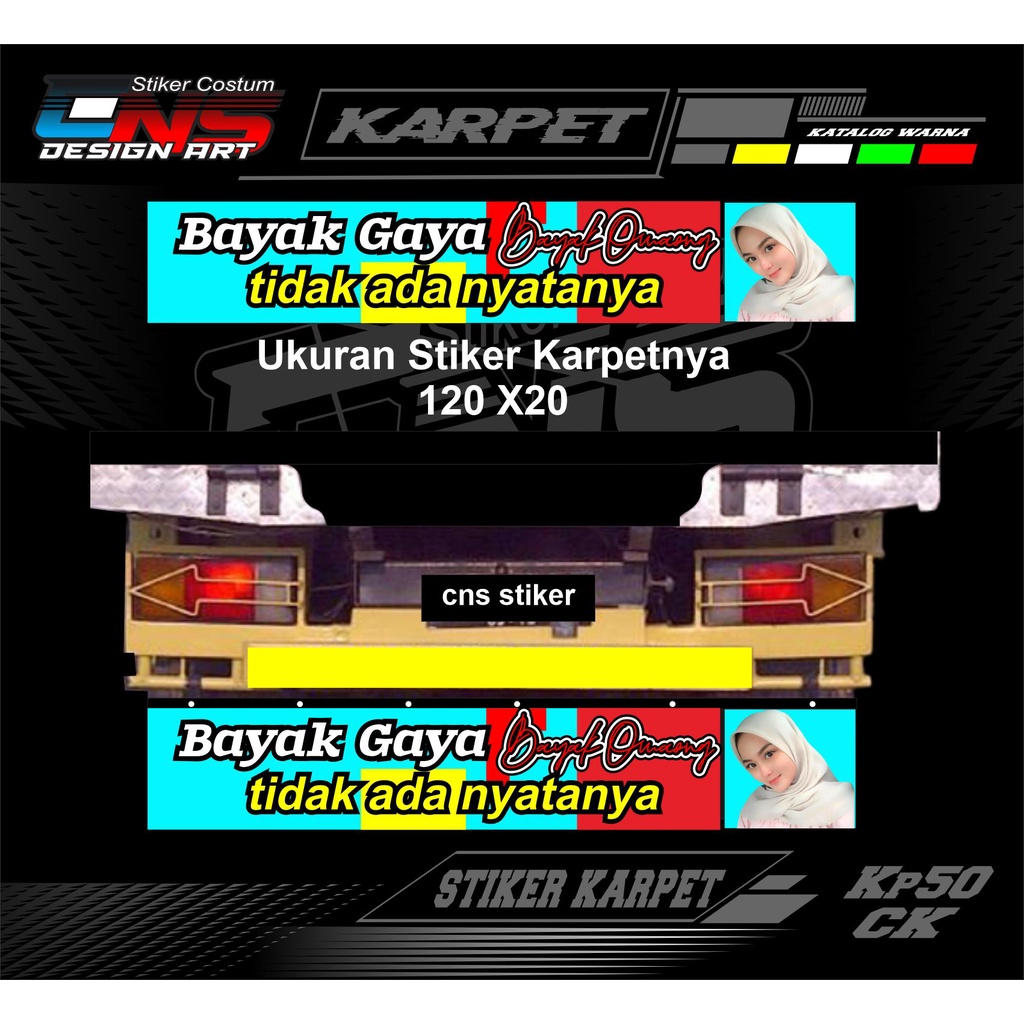 STIKER KARPET BELAKANG TRUK BAHAN NYALA STIKER DECAL CARPET TRUK/CANTER/ELF/BUS/PICKUP UKURAN 120X20