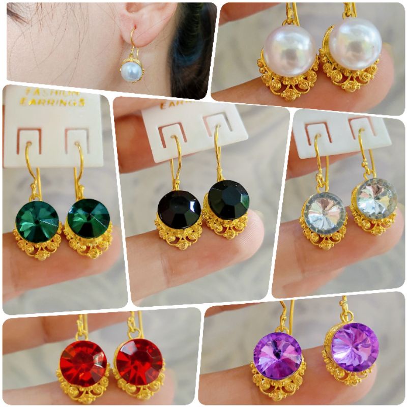 anting ukir Bulat sirkon