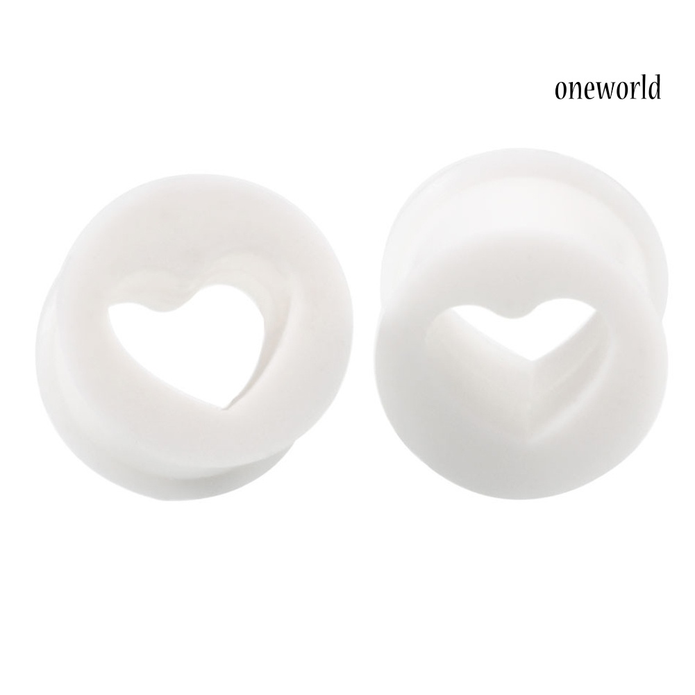 OW# 1Pc Unisex Heart Shape Silicone Ear Plug Tunnel Expander Body Piercing Jewelry