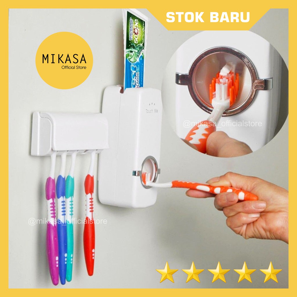 Dispenser Odol dan Wadah Sikat Gigi - Tempat Pasta Gigi Otomatis Tekan Edukasi Anak Tempel Murah