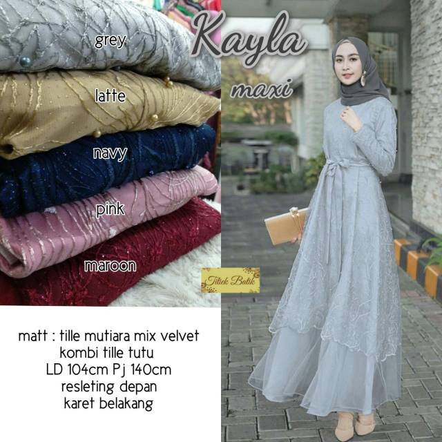 Baju Wanita  7 WARNA  ADA JUMBO & BUSUI Dress Exclusive Brukat Tille Kayla Maxi Dress Aurel Premium