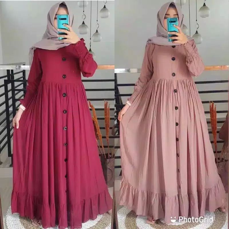 GAMIS CERUTY BABYDOLL PLAIN MAXY SYARI POLOS FULL FURING BAHAN SERUTI FULL PURING SERUTY BUSUI