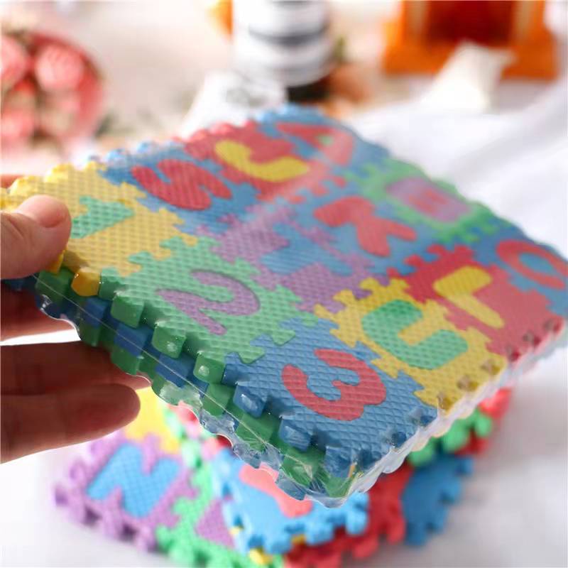 Toper Mainan 36Pcs Mini Topper Matras Puzzle Mats Abjad Huruf Angka