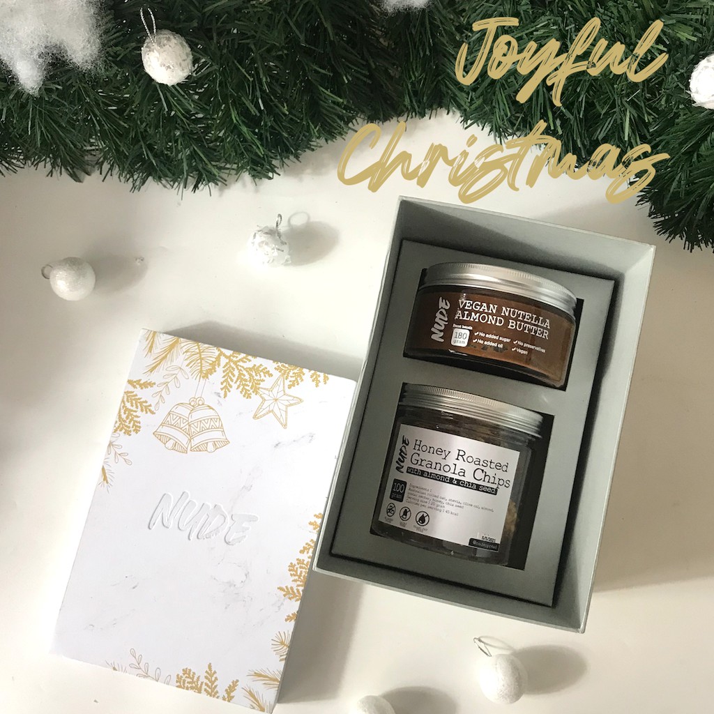 

Joyful Christmas Hampers - NUDE Granola Chips & Spread Healthy - Vegan / Diet / Parcel Natal