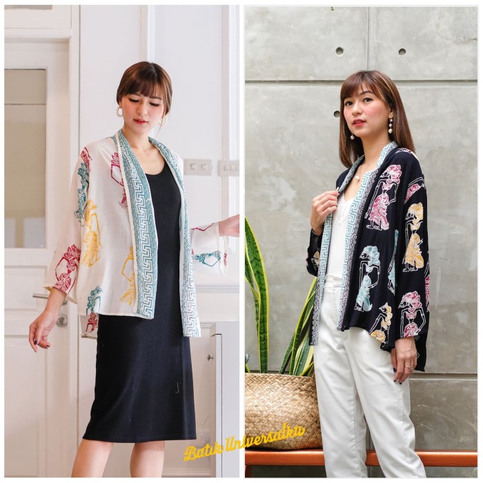 Baju Batik Wanita. Outer Cardigan Blazer Batik Kerja - Wayang rnb