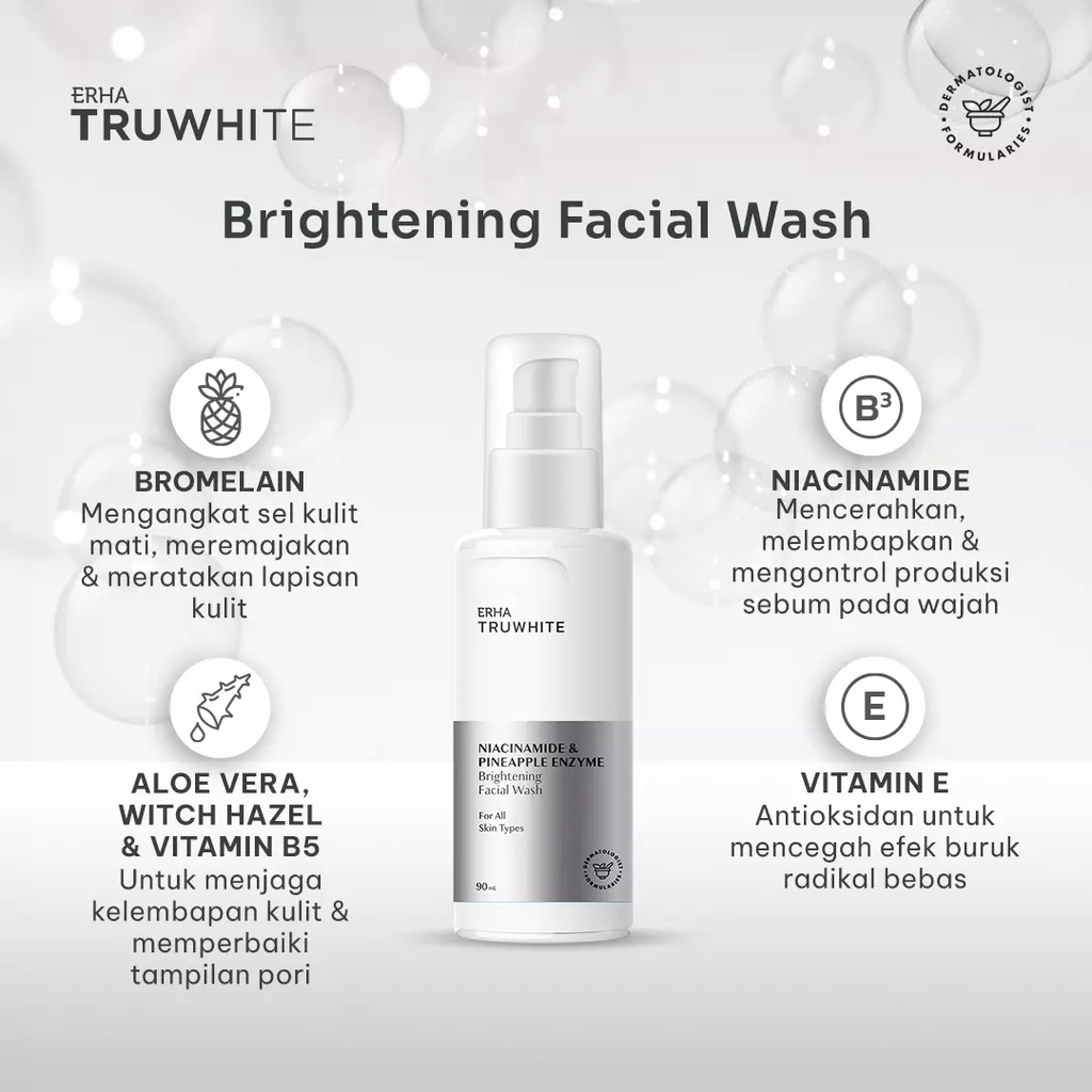 ERHA Pembersih Wajah - Truwhite Niacinamide &amp; Pineapple Brightening Facial Wash - Sabun Pencerah