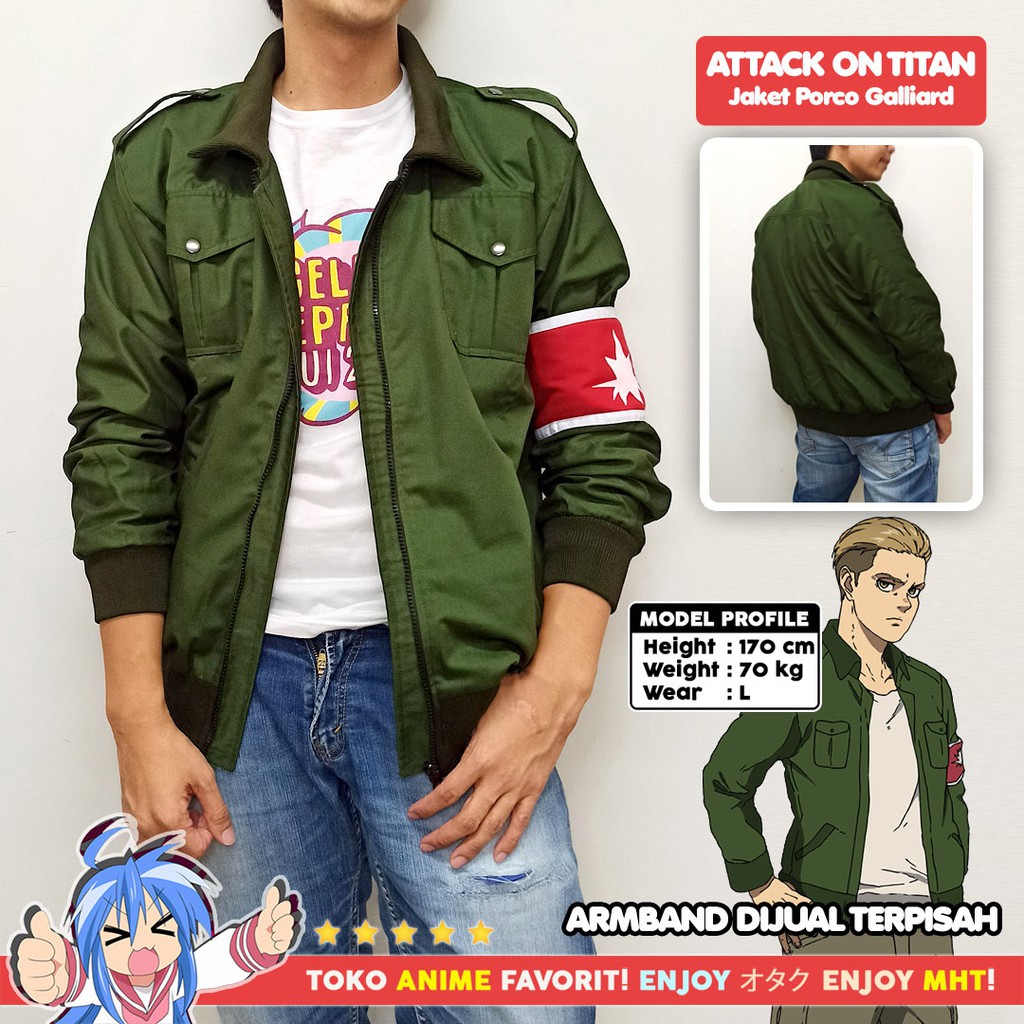 Jaket Anime Shingeki no Kyojin SNK Attack On Titan AOT Porco Galliard Militer Military